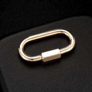 14K Gold Plated Copper Oval Screw Gate Carabiner Clasp Minimalist Geometric Metal Locking Hook For DIY Jewelry Making Findings