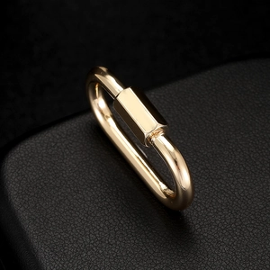 Elegant 14K gold plated geometric screw clasp jewelry accessory on black leather
