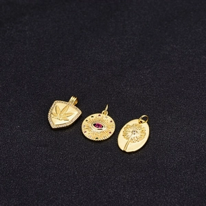 14K Gold Vergoldete Kupfer Anhänger Evil Eye Löwenzahn Jungfrau Maria Schild DIY Halskette Zubehör Schmuck Damen