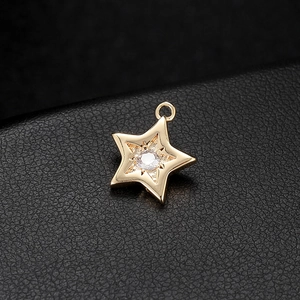 Exquisite 14K gold plated star pendant with sparkling zircon stone for DIY jewelry making