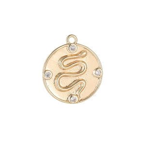 14K gold plated round star snake pendant with white zircon stones for DIY jewelry