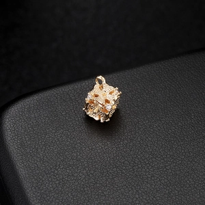 14K gold plated hollow cube bead pendant with micro-paved zircons for jewelry making