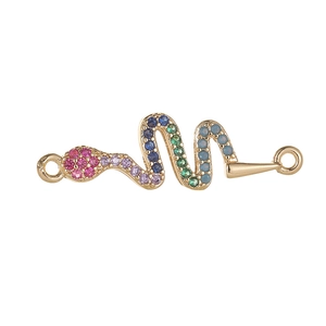 Connettore a serpente dorato con cristalli colorati e due anelli per gioielli fai-da-te