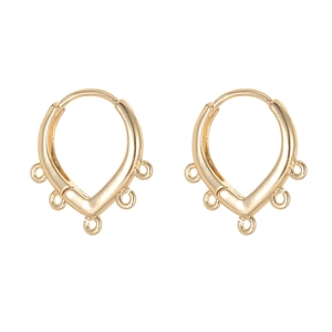 Minimalist V-shaped gold hoop earrings with five hanging loops for jewelry DIY charms