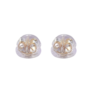 Fermoirs en silicone et métal doré pour boucles d'oreilles avec un design dôme transparent