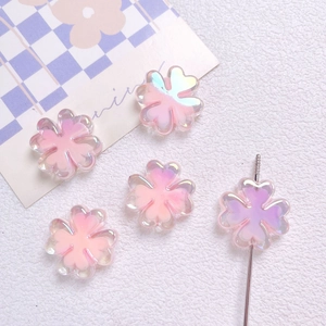 Colgantes de trébol de resina rosa degradada para joyería DIY y llaveros decorativos