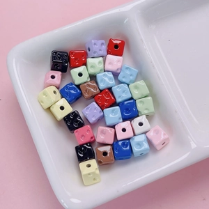 Colorful 7mm cheese cube beads with holes for DIY jewelry and phone chain making