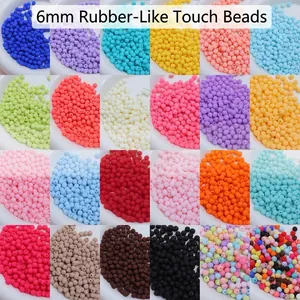 6mm matte rubberized texture colorful round beads for DIY handmade jewelry and necklaces