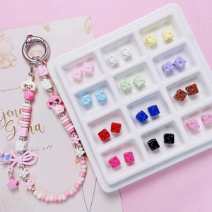 Alloy Lacquered Cheese Cube Beads Dice Shape Spacer Beads For Jewelry Making DIY Phone Chain Necklace Accessories