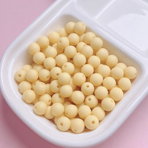 Pastel cream rubber matte finish 8mm round beads in organizer for DIY jewelry making