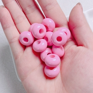 Cuentas macaron rosas de 14mm en la mano, acabado de resina lisa para artesanía DIY