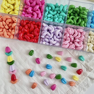 Colorful tulip petal beads set with storage box for DIY jewelry making and phone charms