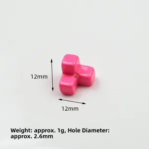 Leuchtend pinke 12mm Acrylperle in Kreuzwürfelform für DIY-Schmuck und Handyketten