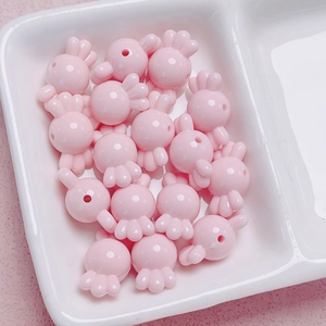 Cuentas de acrílico rosa con forma de caramelo para pulseras y collares hechos a mano