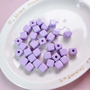 Light purple 12mm acrylic macaron square beads for DIY jewelry and phone chain making