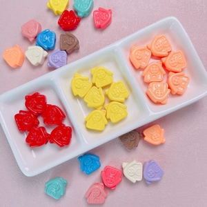 Cute Lacquered Acrylic House Shaped Loose Beads For DIY Phone Charm Keychain Jewelry Making Cartoon 3D House Beads Accessories