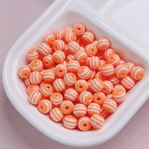 Perle rotonde a strisce arancioni e bianche per gioielli fai-da-te e catene per cellulari