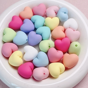 Herzform Acrylperlen Macaron Farbe Matt Gummifarbe Lose Perlen Für DIY Schmuckherstellung Schlüsselbund Handy Kette Zubehör