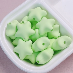 Mint green matte star-shaped acrylic beads for DIY jewelry and phone chain making