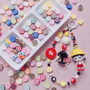 Acrylic Spiral Swirl Beads Colorful Lacquered Swiss Roll Loose Beads For DIY Jewelry Making Phone Chain Keychain Findings
