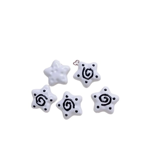 Acrylic hand-painted star beads with black spiral patterns for DIY jewelry and keychains