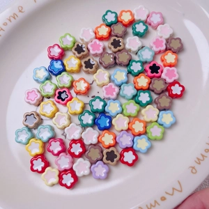 Acrylic Flower Loose Beads Colorful Floral Spacers For Jewelry Making DIY Mobile Phone Chain Keyring Craft Material Beads