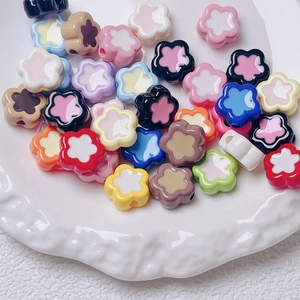 Colorful acrylic flower beads with through-holes for DIY jewelry and phone chain making