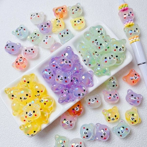Iriserende Acryl Jelly Cartoon Beer Kralen Voor DIY Telefoonketting Ketting Sieraden Maken Accessoires UV Vergulde Kralen