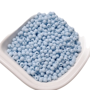 4mm baby blue rubber-matte loose beads for DIY necklaces and phone charms in tray