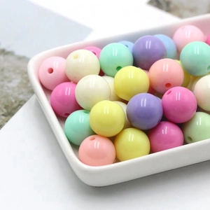 Acrylic Macaron Color Round Loose Beads For DIY Necklace Phone Chain Handmade Jewelry Making Accessories Candy Tone Craft Beads