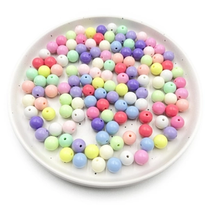 Colorful macaron acrylic round beads with center holes for DIY jewelry making