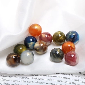 Set of 15mm colorful acrylic round beads with flowing marble pattern for DIY jewelry making