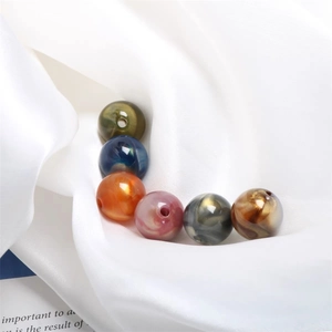Colorful 15mm acrylic beads with gold foil sand and marble texture for DIY jewelry making