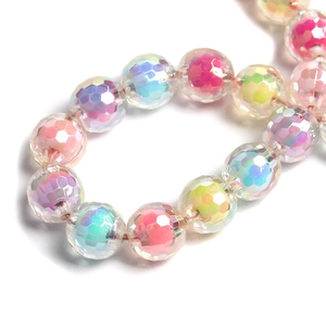 Multicolor AB coated faceted round beads for DIY jewelry making necklace and bracelet