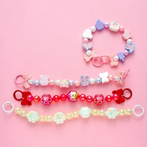 Colorful UV plated acrylic bear and rabbit beads for DIY handmade phone chain jewelry