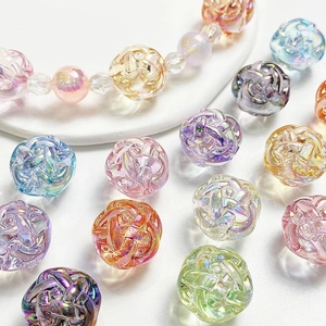 Perline a gomitolo di lana aurora iridescente traslucida per catene di cellulari fai-da-te
