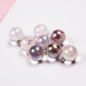8pcs 16mm aurora rainbow glass ball charms with integrated hanging rings for DIY jewelry