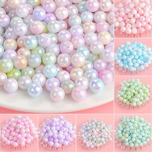 Künstliche Perles Rondes en Acrylique Dégradé Aurore Irisé Imitation Künstliche Perle pour Fabrication de Bijoux DIY Accessoires Artisanat