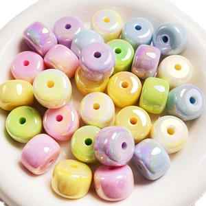 Colorful macrame acrylic beads with iridescent finish for DIY phone chain and jewelry