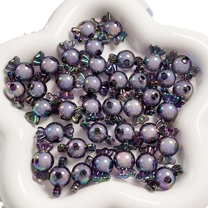 Perline a forma di caramella viola scuro con finitura AB iridescente per gioielli DIY