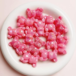 Perline a forma di orso 3D rosa perlato per gioielli fai-da-te e catene per telefoni