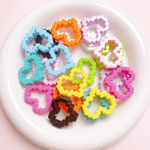Colorful pixel art heart acrylic beads for DIY jewelry and phone chain making