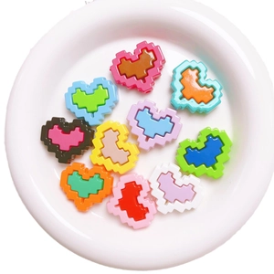 Colorful acrylic pixel heart beads for DIY jewelry and phone chain accessories