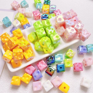 Glow In The Dark Cheese Cube Acrylic Beads UV Plated Luminous Square Spacers For DIY Jewelry Making Bracelet Phone Chain Accessory