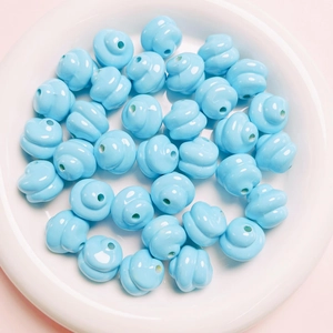 Sky blue spiral painted beads for DIY jewelry making and handmade craft accessories
