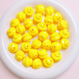 DIY craft beads in glossy yellow spiral design for jewelry and keychain accessories