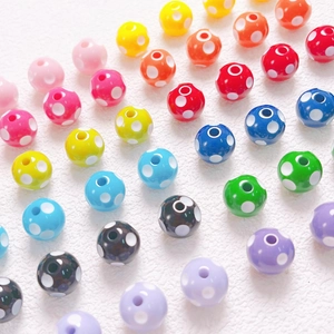 Colorful 12mm resin polka dot beads with center hole for DIY jewelry making