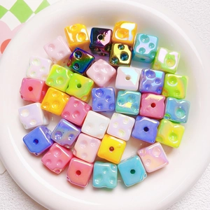 Luminous aurora UV plated star night cube beads for DIY jewelry and phone chain making