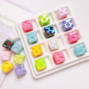 UV plated luminous cheese cube loose beads for DIY jewelry and phone chain making