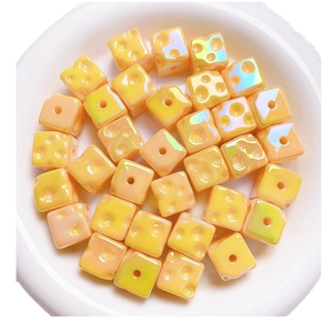 Luminous aurora cheese cube beads with iridescent coating for DIY jewelry making